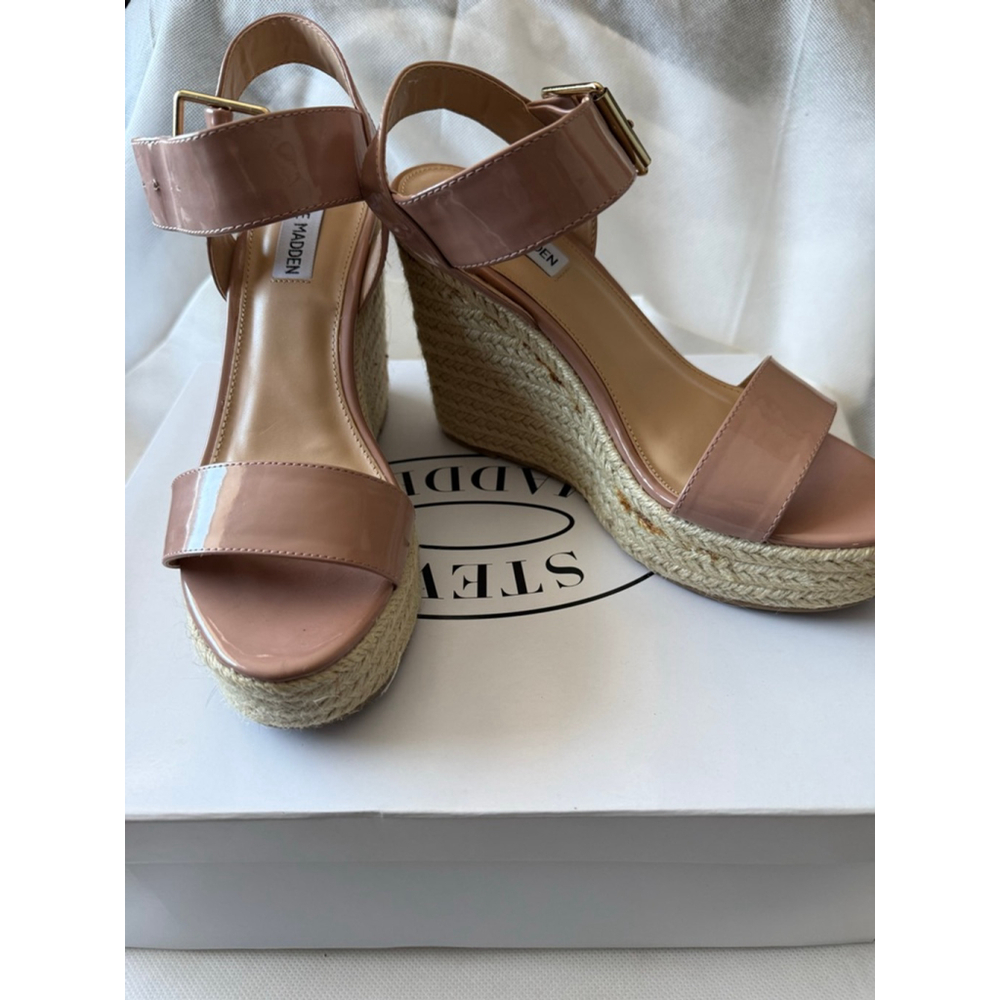 NWT Women’s STEVE MADDEN SANTORINI SANDAL DARK BLUSH PATENT size 8 - Picture 2 of 11